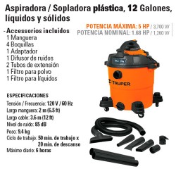 Aspiradora 12 Galones 5HP TRUPER