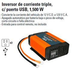 Inversor de Corriente Triple USB 1,500W TRUPER