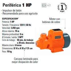 BOMBA AGUA PERIFERICA 1 HP TRUPER 10070 Truper BOAP-1