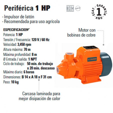 Bomba Periferica 1 HP TRUPER