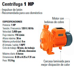 Bomba Centrifuga 1 HP TRUPER