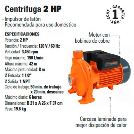 Bomba Centrifuga 2 HP TRUPER