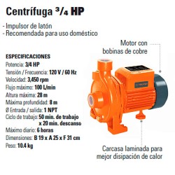 Bomba Centrifuga 3/4 HP TRUPER