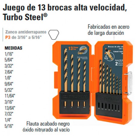 Juego de 13 Brocas Alta Velocidad TRUPER