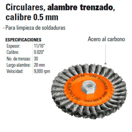 Carda Circular 6"  de Alambre Trenzado TRUPER