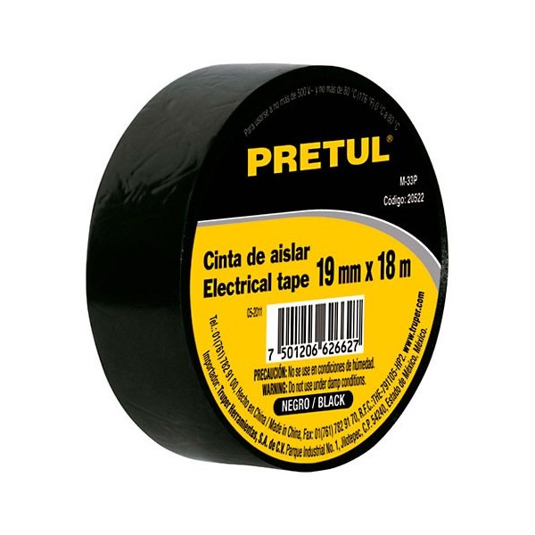 Cinta de Aislar 18m X 19mm PRETUL
