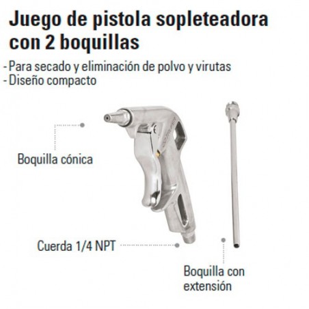 Pistola para sopletear con 5 boquillas, Truper, Pistolas Sopleteadoras,  10645