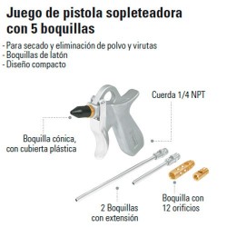 Juego de pistola para compresor de aire y 5 boquillas Truper JAN-5 / 19077, Materiales De Construcción