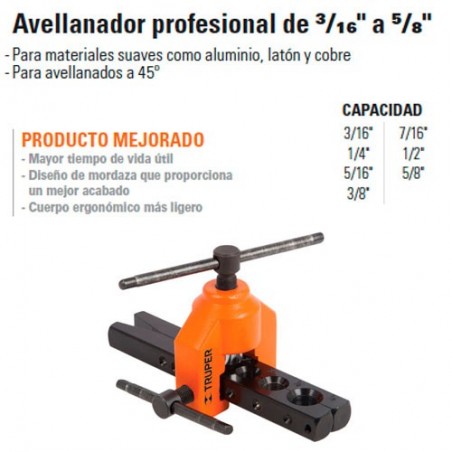 Avellanador Profesional 3/16" a 5/8" TRUPER