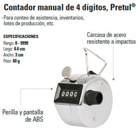 Contador Manual de 4 Digitos PRETUL