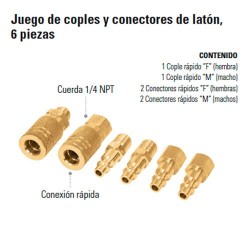 Juego de 6 Coples y Conectores de Laton TRUPER