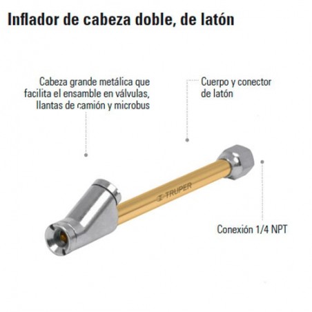 Inflador Cabeza Doble Laton TRUPER