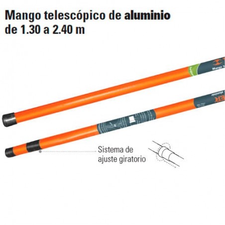 Extencion Mango Telescopico de Aluminio 1.4 a 2.4 m TRUPER