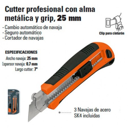 Cutter Profesional Alma Metalica 25mm TRUPER