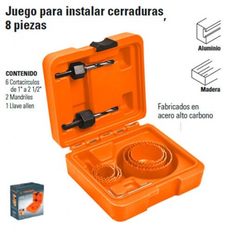 Juego para Instalar Cerraduras 8 Piezas TRUPER