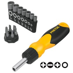 Desarmador tipo Matraca 6 Puntas y 7 Dados PRETUL