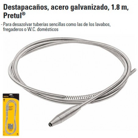 Destapacaños Acero Galvanizado 1.8 M PRETUL