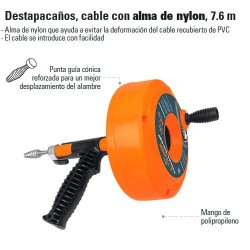 Destapacaños Cable con Alma de Nylon 7.6M TRUPER
