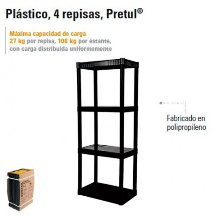 Estante Plastico 4 Repisas PRETUL