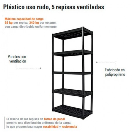 Estante Plastico Uso Rudo 5 Repisas TRUPER