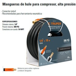 Manguera de Hule 1/4" Compresor Alta Presion TRUPER