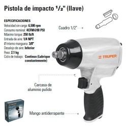 Llave de impacto neumática 1/2 , industrial, Truper, Pistolas De