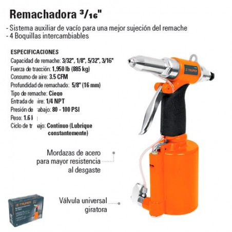 Remachadora 3/16" Neumatica TRUPER