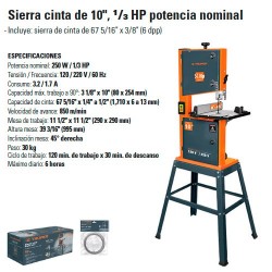 Sierra Cinta de 14” 1HP – MARVIN TRUPER Herramientas