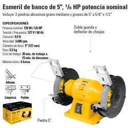 Esmeril de Banco 5 1/6 HP Pretul