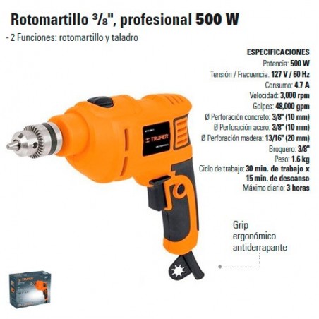 Rotomartillo 3/8" Profesional 500W TRUPER