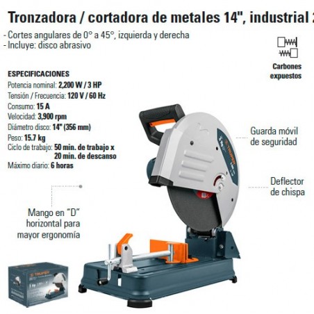 Tronzadora Cortadora Metal 14" Industrial 2200W TRUPER