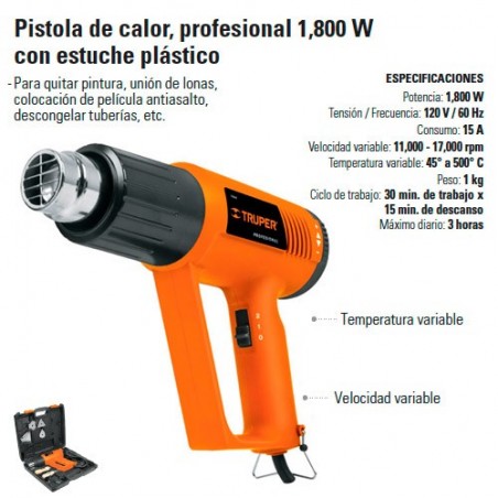 Pistola de Calor Profesional 1800 W TRUPER