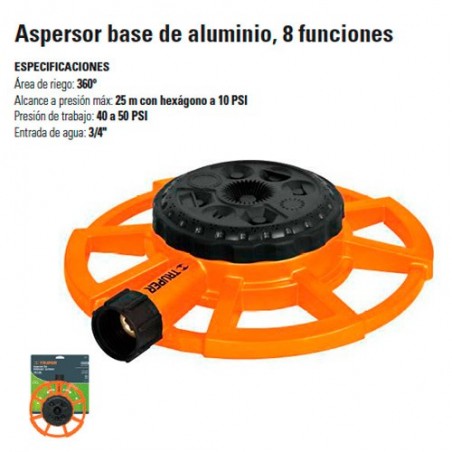 Aspersor Base de Aluminio 8 Funciones TRUPER