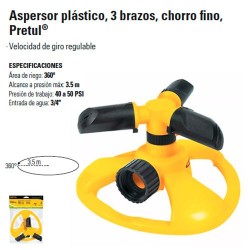 Aspersor Plastico 3 Brazos Chorro Fino PRETUL