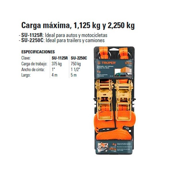 Sujetador Carga Maxima 1125 kg y 2250 kg TRUPER