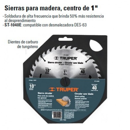 Sierra Para Madera 10" Centro de 1" TRUPER