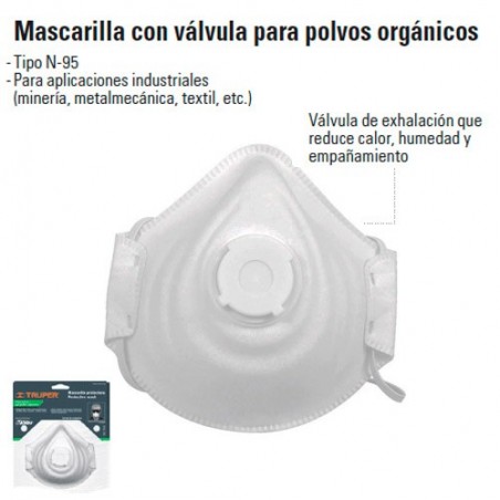 Mascarilla Con Valvula Para Polvos Organicos TRUPER