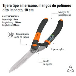 Tijera para poda 50 cm ligera mangos de madera, Truper, Tijeras