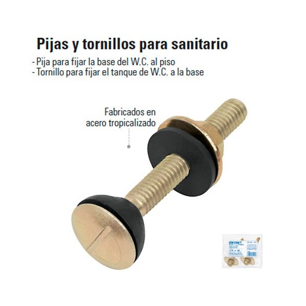 TORNILLO PARA ACOPLAR W.C. PLAST.JGO 2 PZ t-155-01-06, PIJA PARA WC