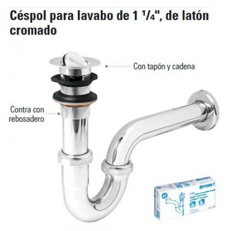 Cespol para Lavabo de 1 1/4" de Laton Cromado FOSET