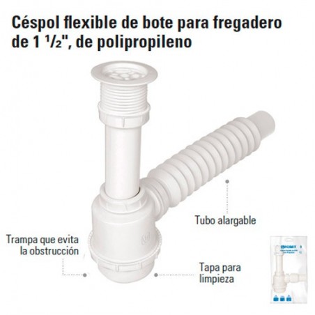 Cespol Flexible de Bote para Fregadero de 1 1/2" FOSET