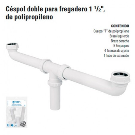 Cespol Doble para Fregadero 1 1/2" de Polipropileno FOSET