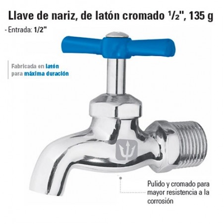 Llave de Nariz de Laton Cromado 1/2" 135 g FOSET