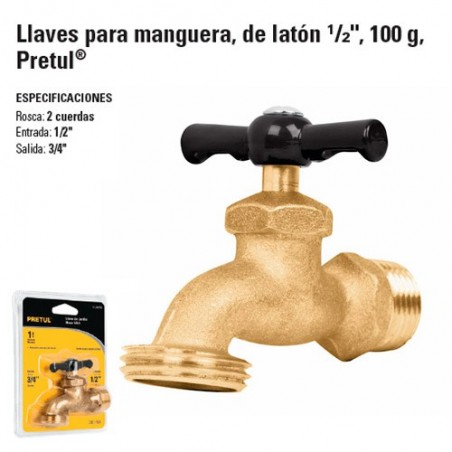 Llave para Manguera, de Laton 1/2" 100 g PRETUL