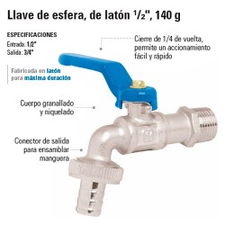 Llave de Esfera de Laton 1/2" 140 g FOSET