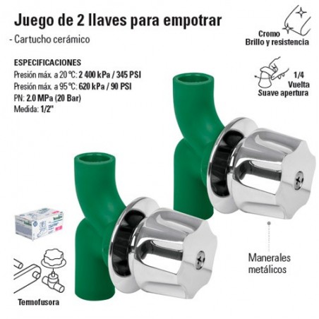 Juego de 2 Llaves para Empotrar TERMOFLOW