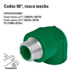 Codos 90º Rosca Macho de PP-R  TERMOFLOW