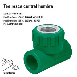 Tee de PP-R Rosca Central Hembra TERMOFLOW