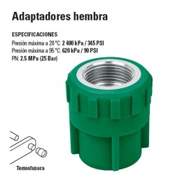 Adaptador de PP-R Hembra TERMOFLOW