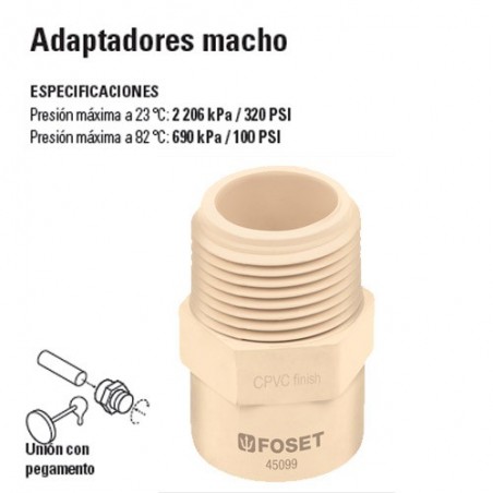 Adaptador de CPVC Macho HIDROFLOW